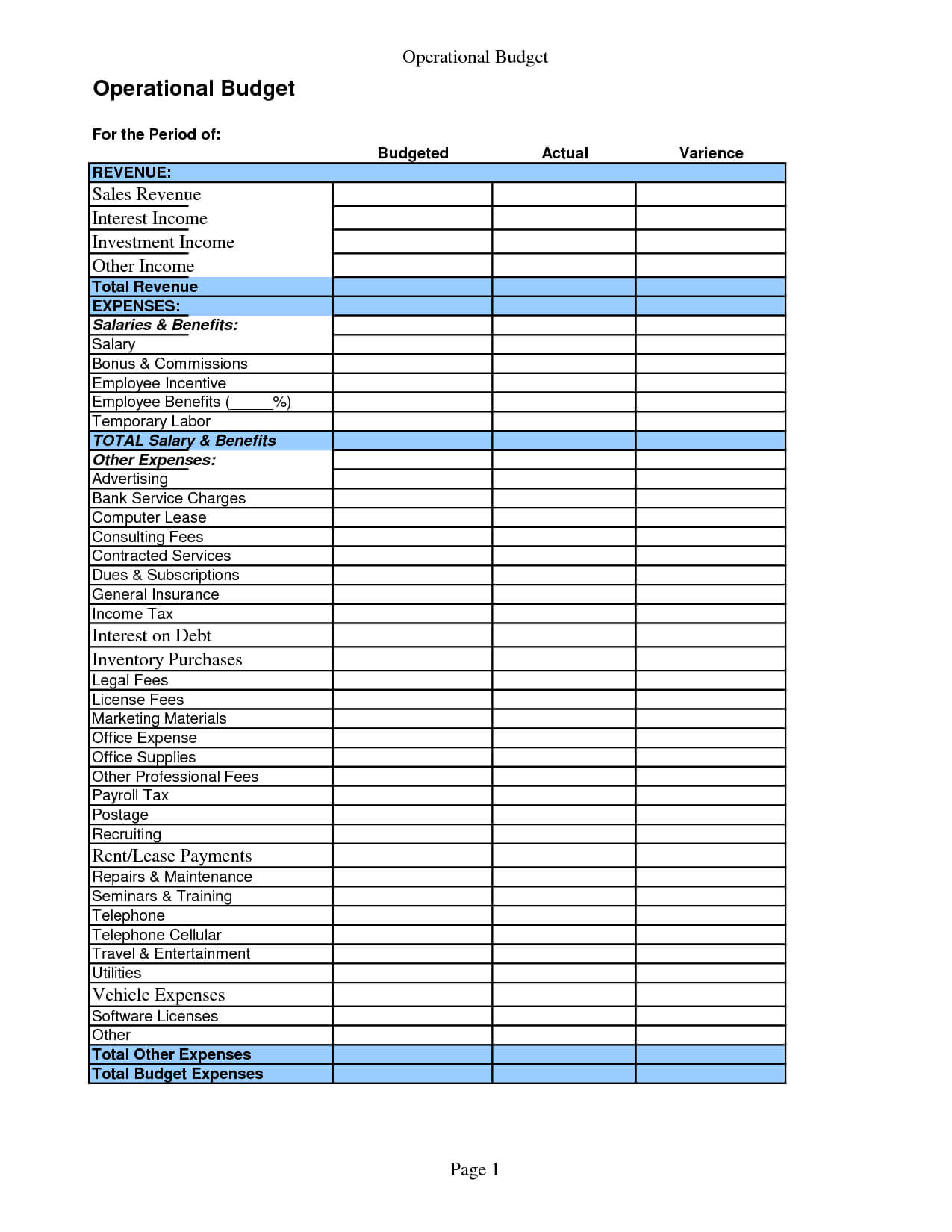 Small Business Budget Template | Bugetting | Business Budget Throughout Business Valuation Report Template Worksheet