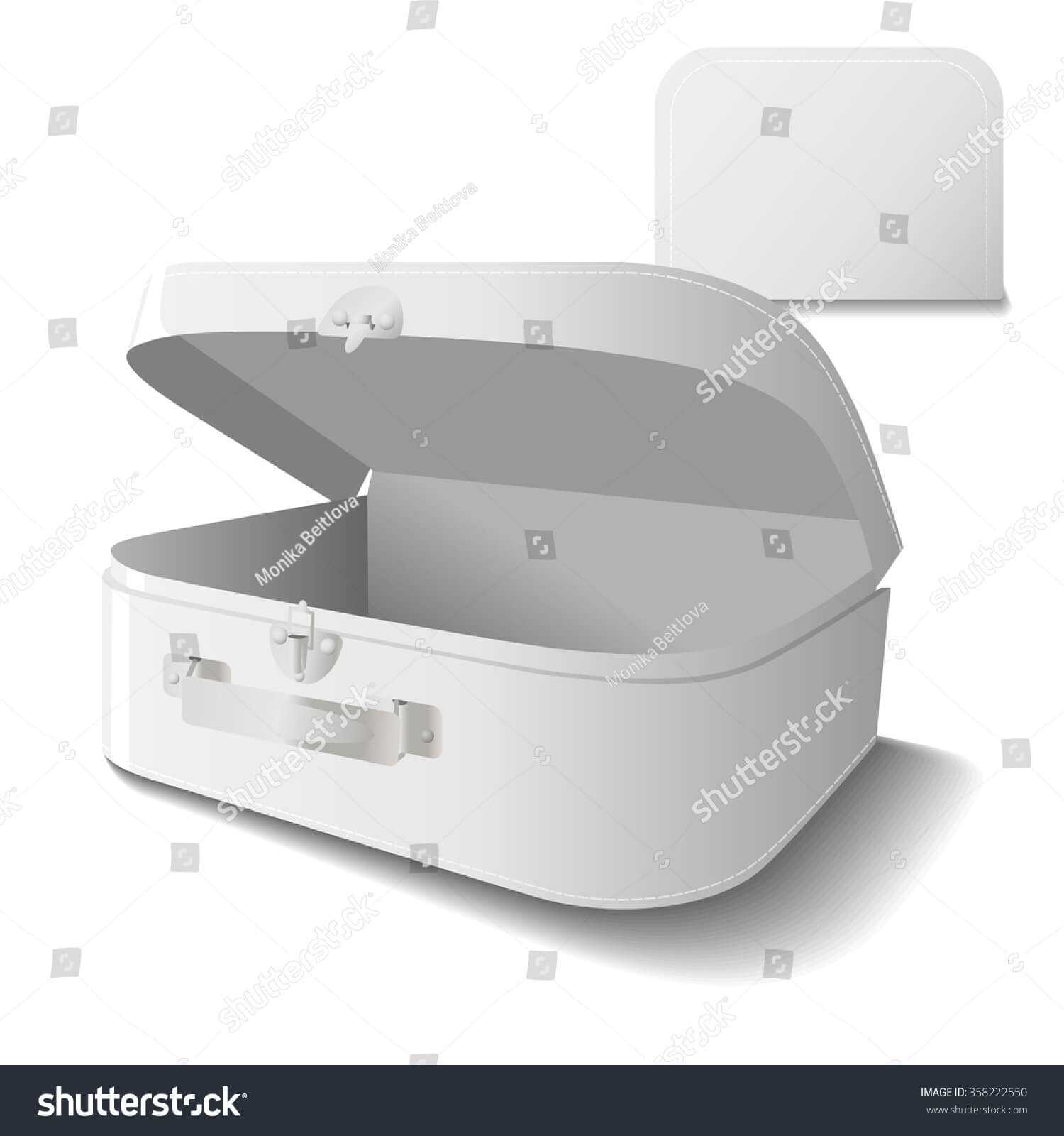 Small Cardboard Suitcase Template Handle White Stock Vector Intended For Blank Suitcase Template