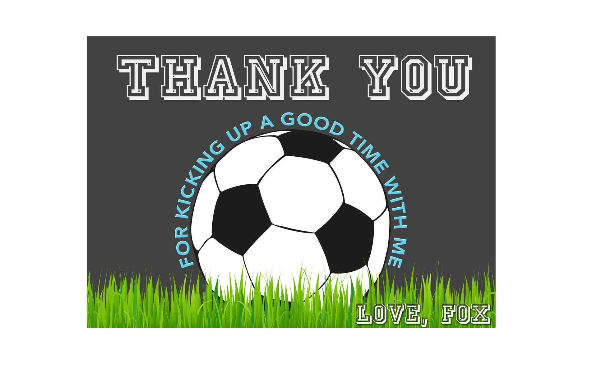 Soccer Thank You Card, Soccer Birthday, Soccer Ball Thank You, Soccer  Party, Sports Thank You, Sports Birthday, Thank You Card, Printable In Soccer Thank You Card Template