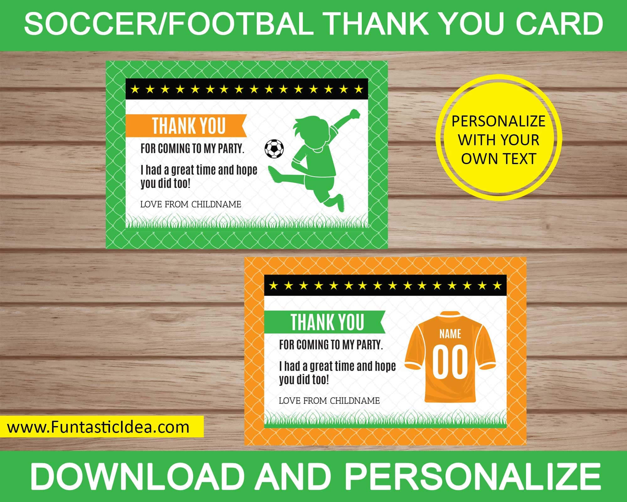 Soccer Thank You Cards, Soccer Thank You Notes, Soccer Thank You Card,  Soccer Birthday Party | Instant Download Pdf Printable With Soccer Thank You Card Template