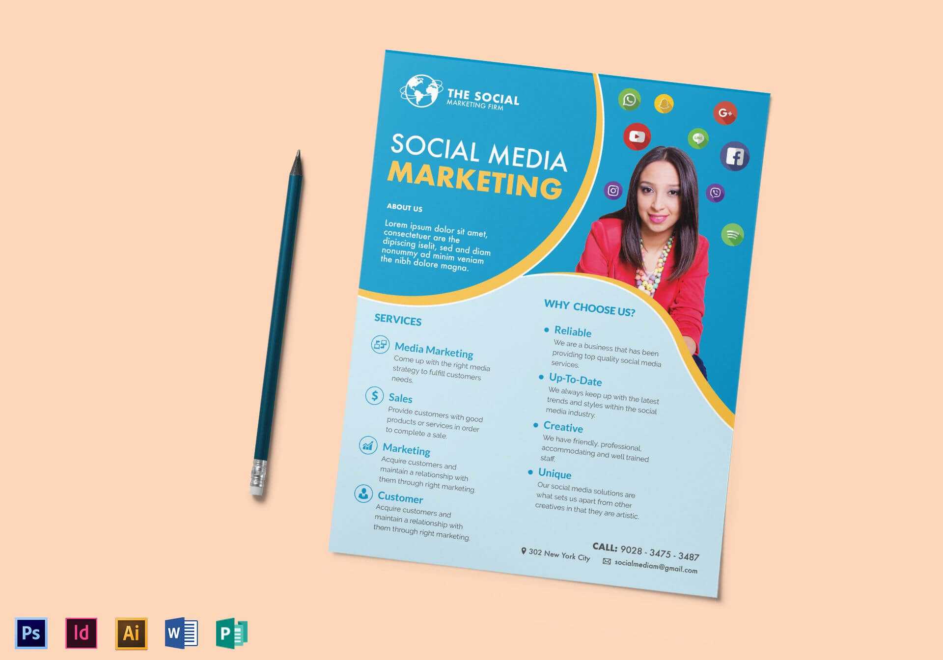 Social Media Marketing Flyer Template With Social Media Brochure Template