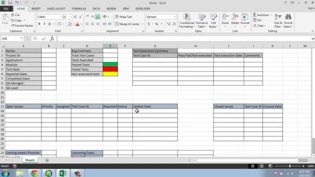 Software Testing Weekly Status Report Template Throughout Test Summary Report Excel Template