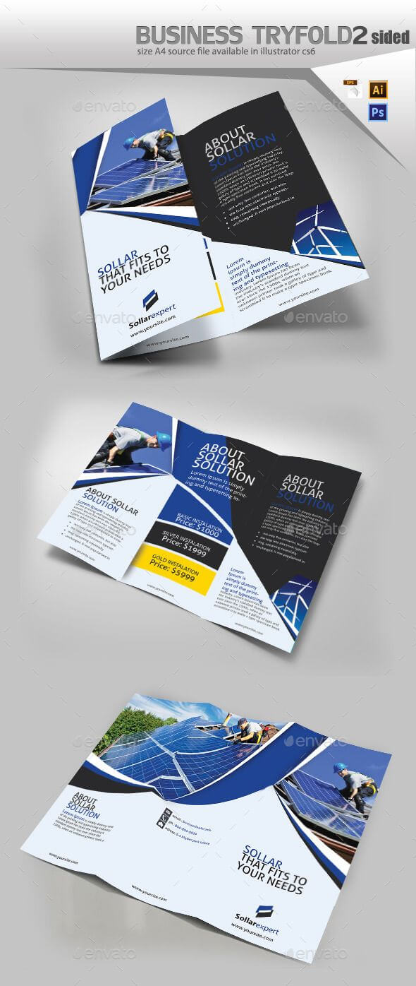 Solar Panel Trifold Double Sided – Brochures Print Templates Within Double Sided Tri Fold Brochure Template