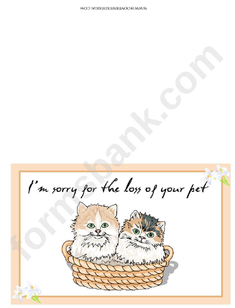 Sorry For Your Loss Sympathy Greeting Card Template Inside Sorry Card Template