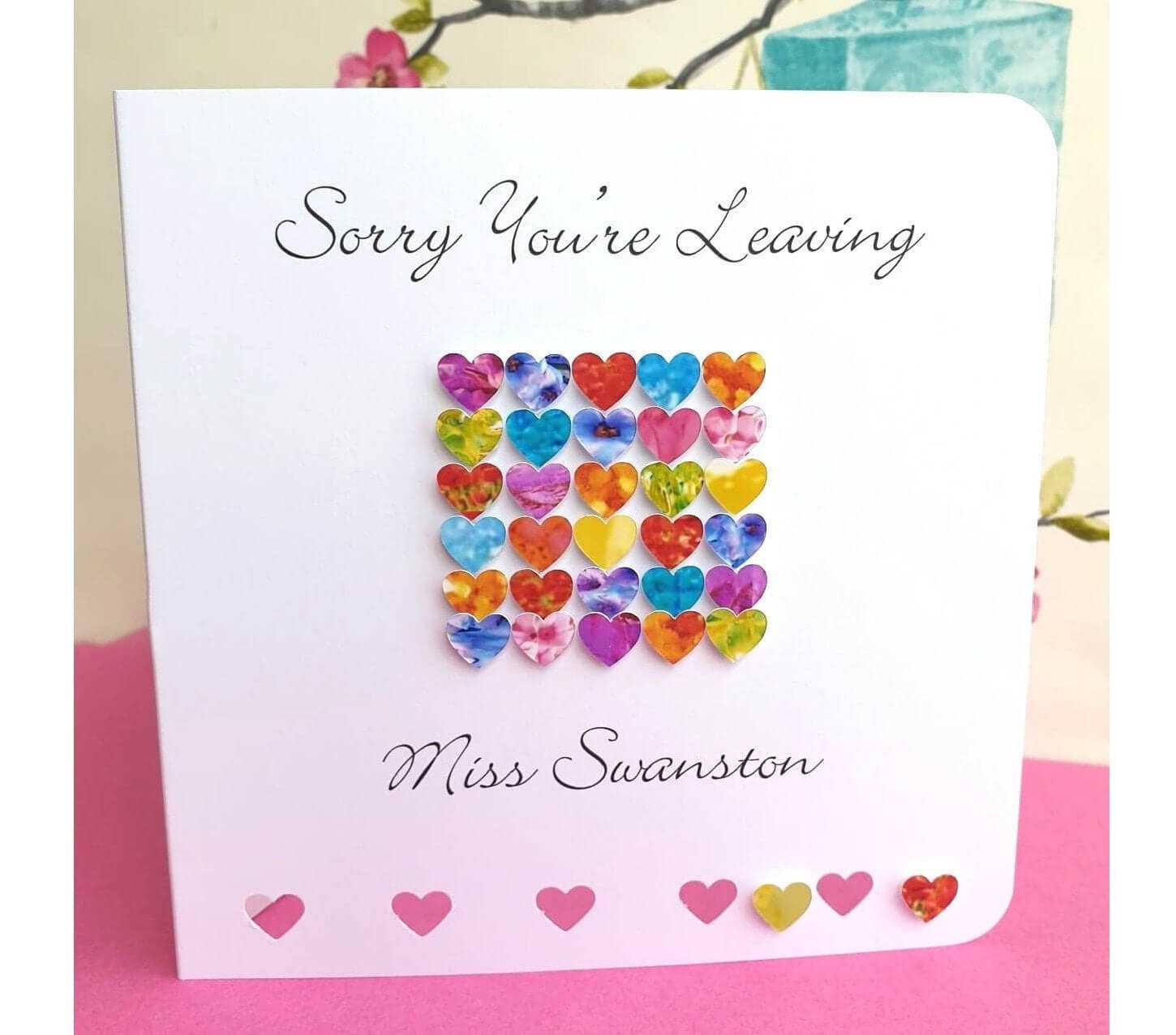 Sorry You're Leaving Card – Handmade And Personalised Leaving Card, Perfect  For New Job, Retirement, Etc. Customised With Name Regarding Sorry You Re Leaving Card Template