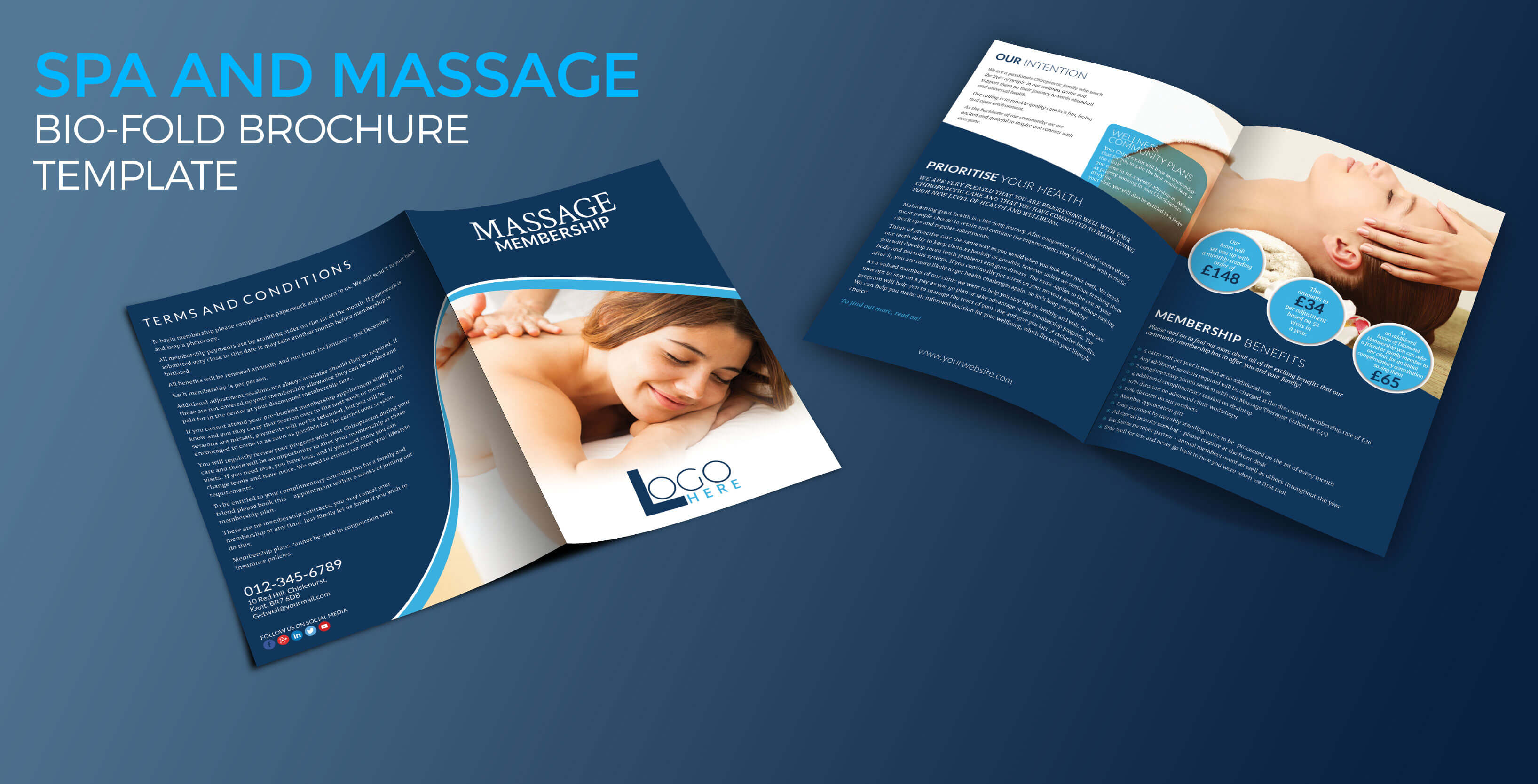 Spa And Massage Bio Fold Brochure Template Regarding Membership Brochure Template