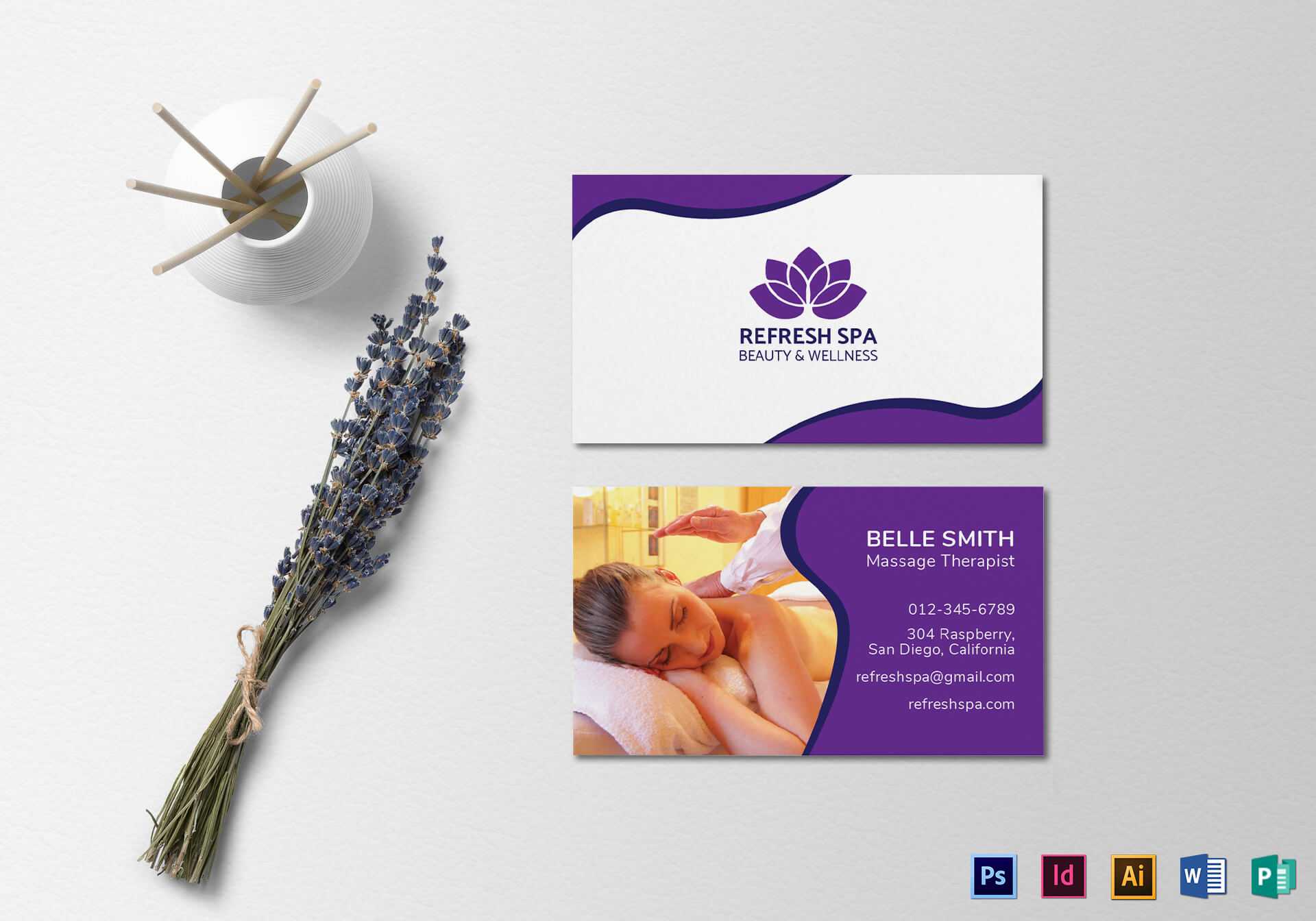 Spa Center Business Card Template Throughout Massage Therapy Business Card Templates