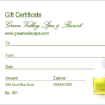 Spa Logo Gift Certificate With Spa Day Gift Certificate Template