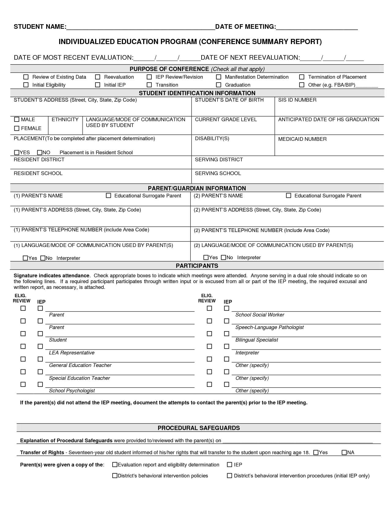 Special Education Iep Template | Best Photos Of Sample Iep Inside Blank Iep Template