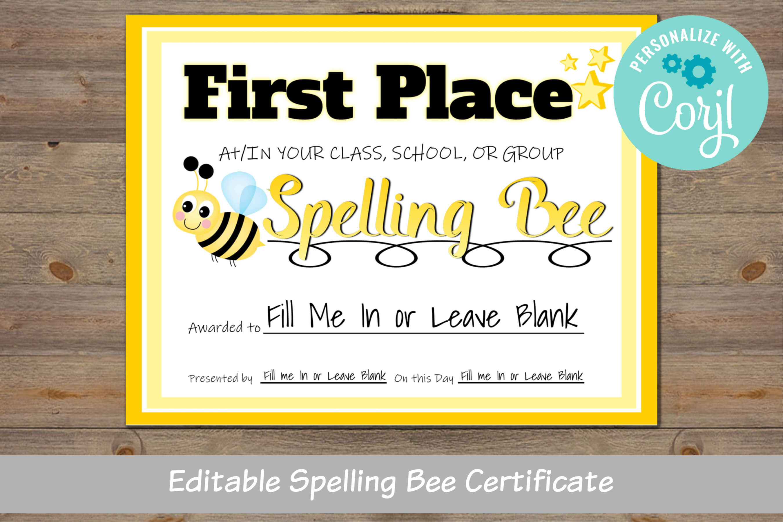 Spelling Bee Award Certificate, For School, For Classroom, For District Regarding Spelling Bee Award Certificate Template