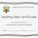 Spelling Bee Award Certificate Template Within Spelling Bee Award Certificate Template