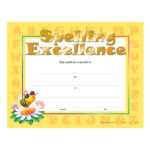 Spelling Excellence Gold Foil Stamped Certificates Within Spelling Bee Award Certificate Template