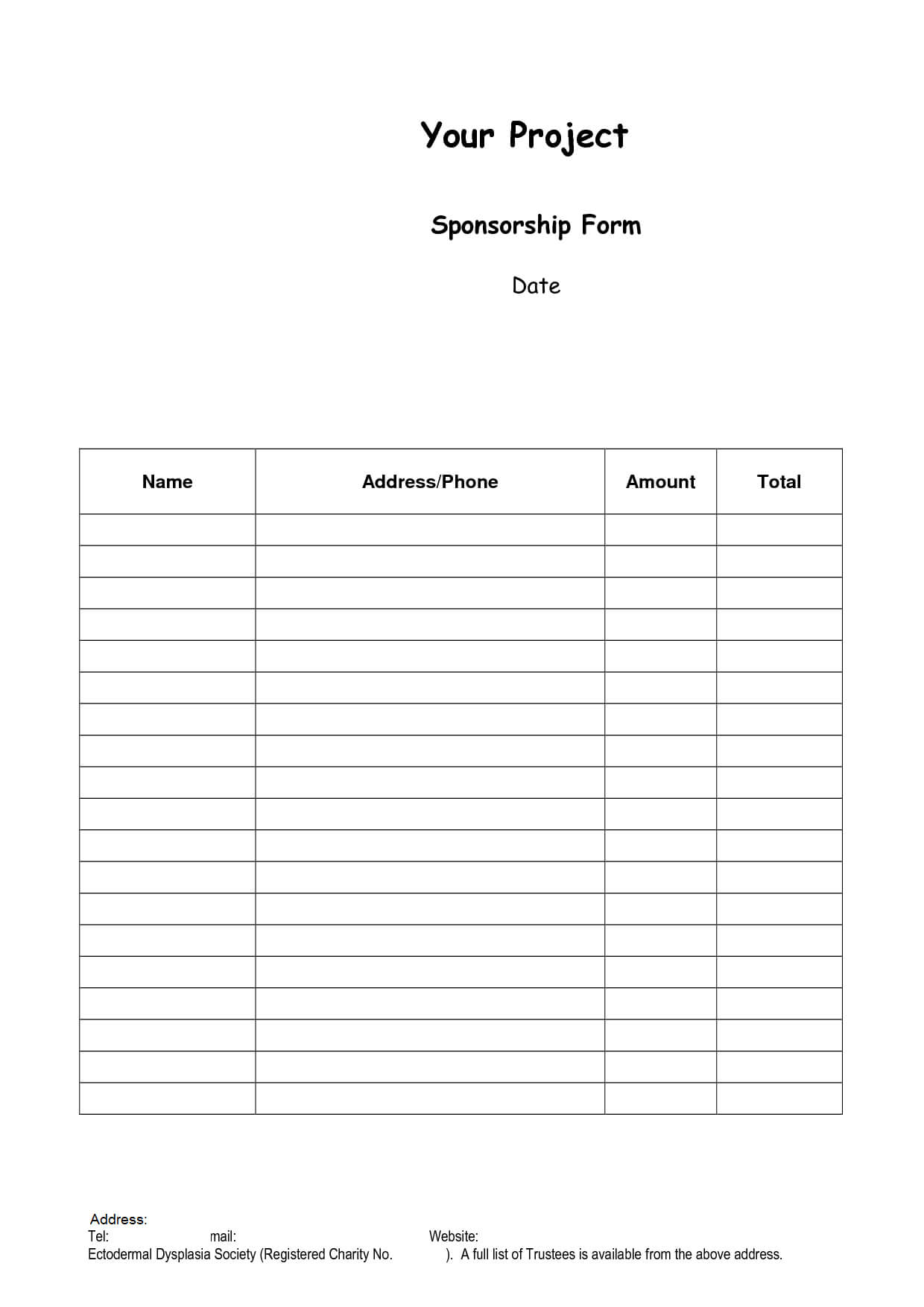 Sponsor Form Template – Hizir.kaptanband.co For Blank Sponsor Form Template Free