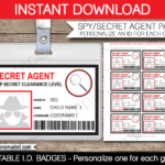 Spy Or Secret Agent Badge Template – Red | Girl Scouts | Spy Pertaining To Spy Id Card Template