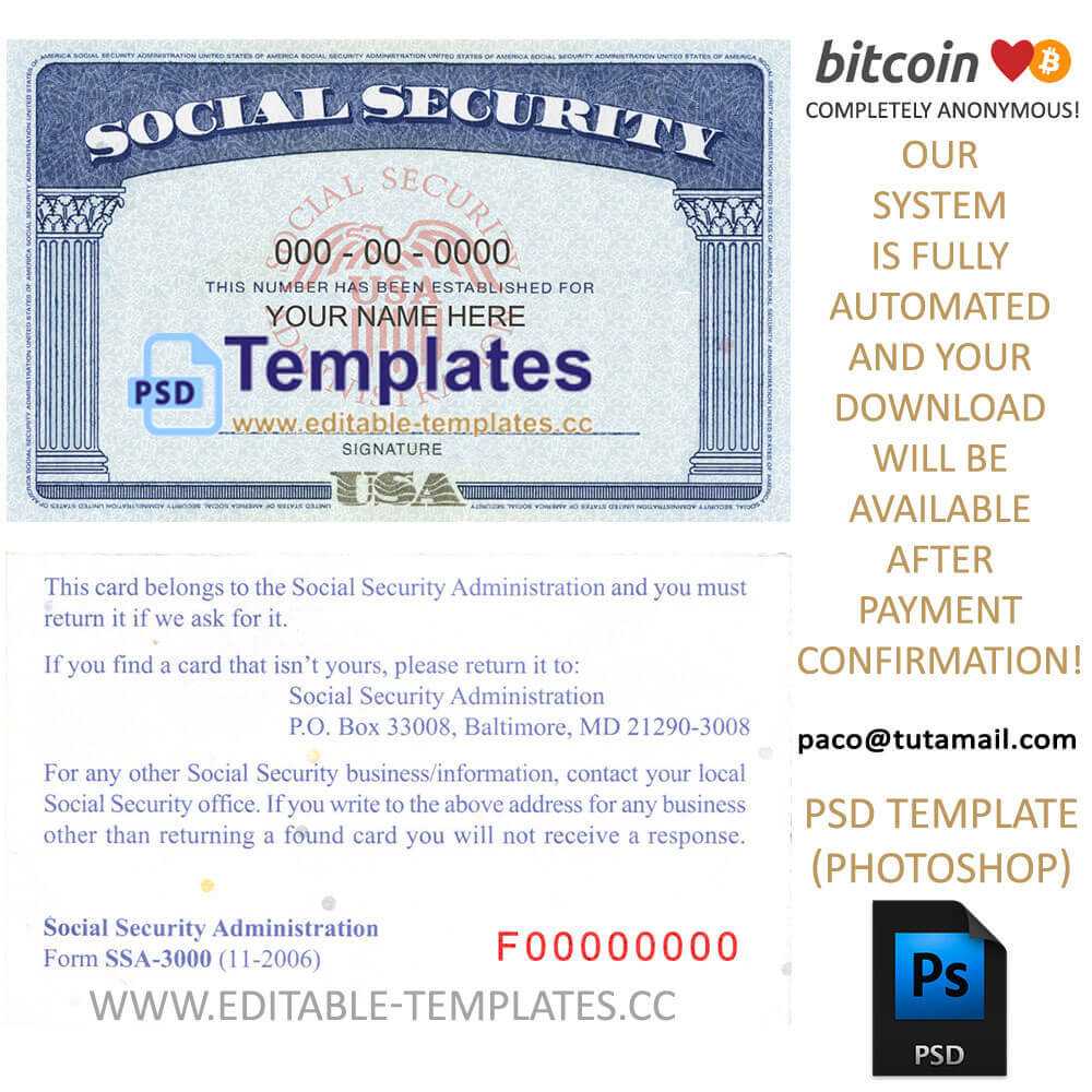 Ssn Usa Social Security Number Template In Social Security Card Template Photoshop