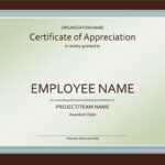 Staff Appreciation Certificate Template Inside Employee Anniversary Certificate Template