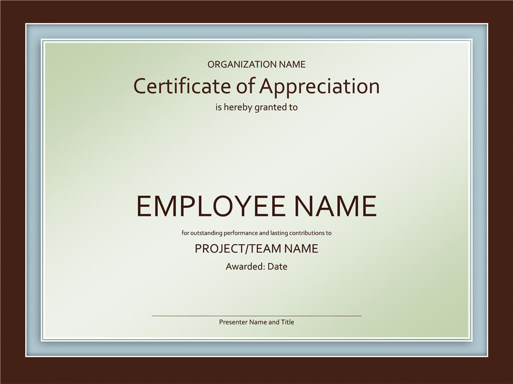 Staff Appreciation Certificate Template Inside Employee Anniversary Certificate Template