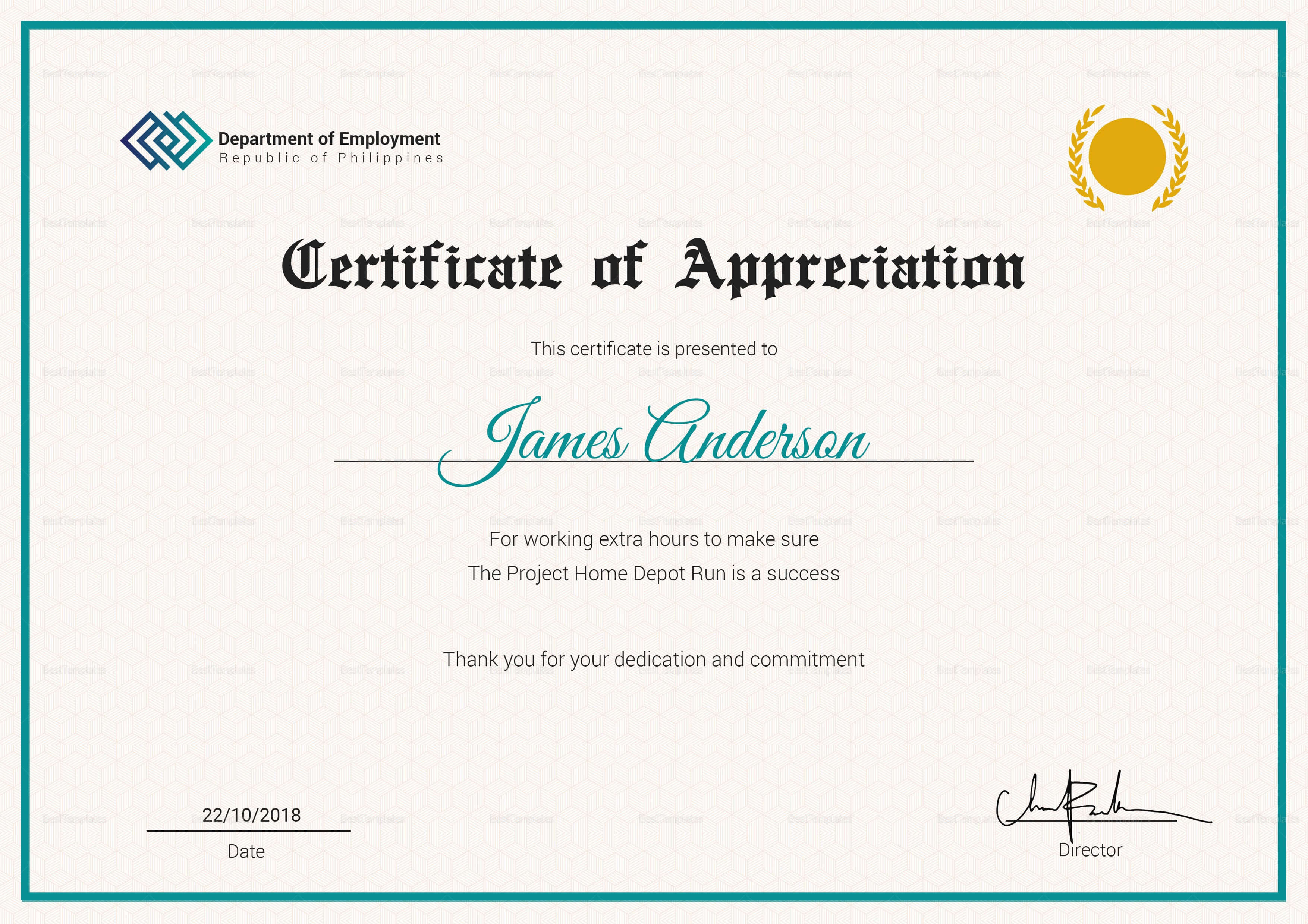 Staff Appreciation Certificate Template Pertaining To Employee Recognition Certificates Templates Free