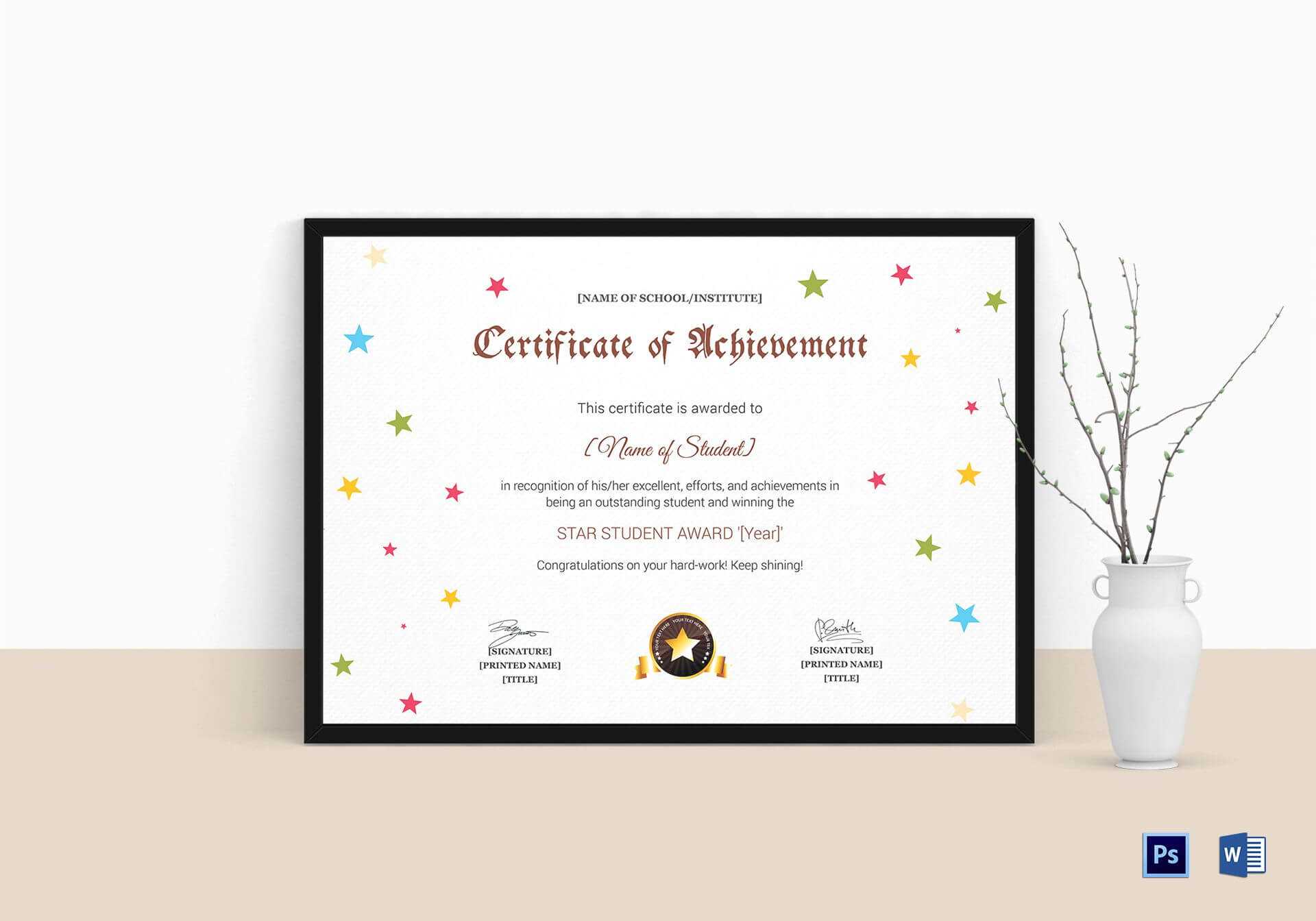 Star Achievement Certificate Template Within Star Award Certificate Template