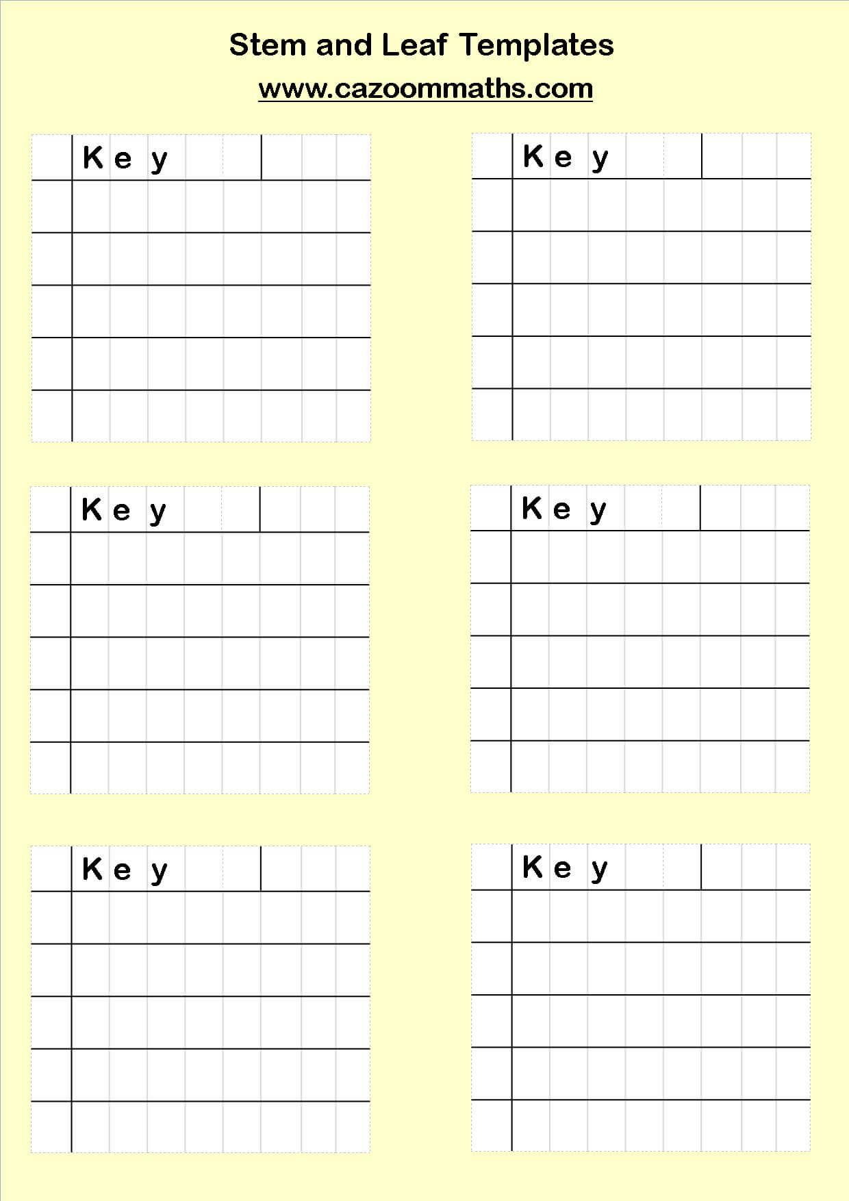 Stem And Leaf Diagrams Templates | Cazoom Maths Worksheets Intended For Blank Stem And Leaf Plot Template
