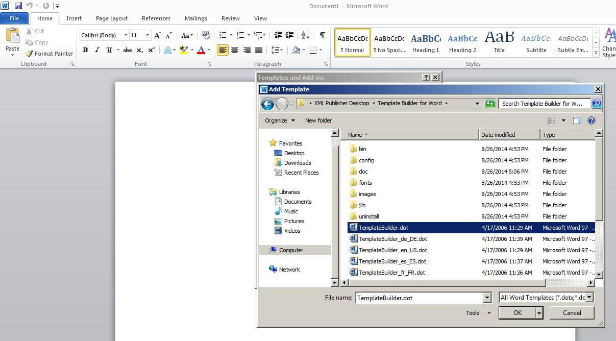 Steps To Enable Bi Publisher Add In Menu In Microsoft Office Intended For Word 2010 Template Location