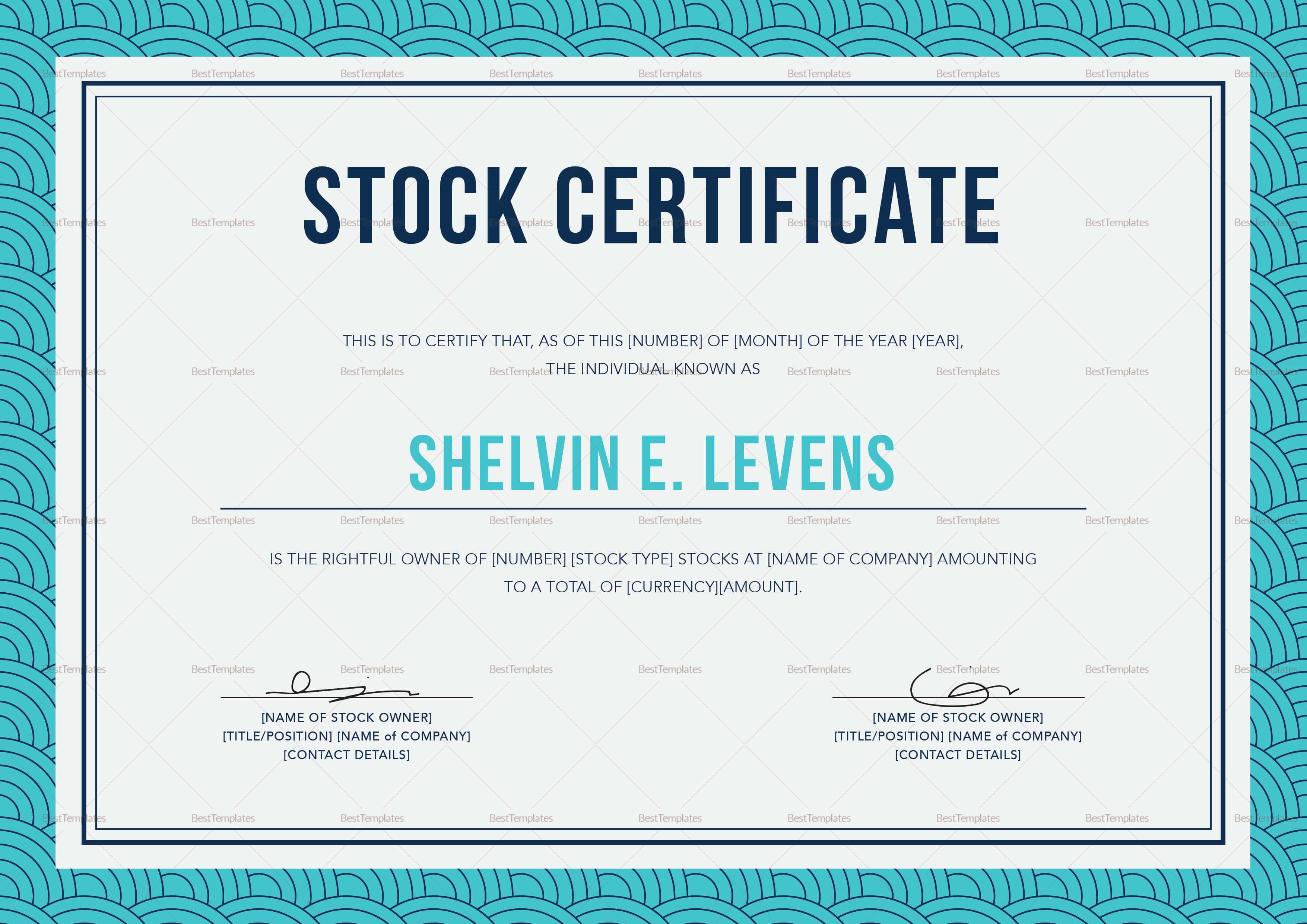 Stock Certificate Template Within Stock Certificate Template Word