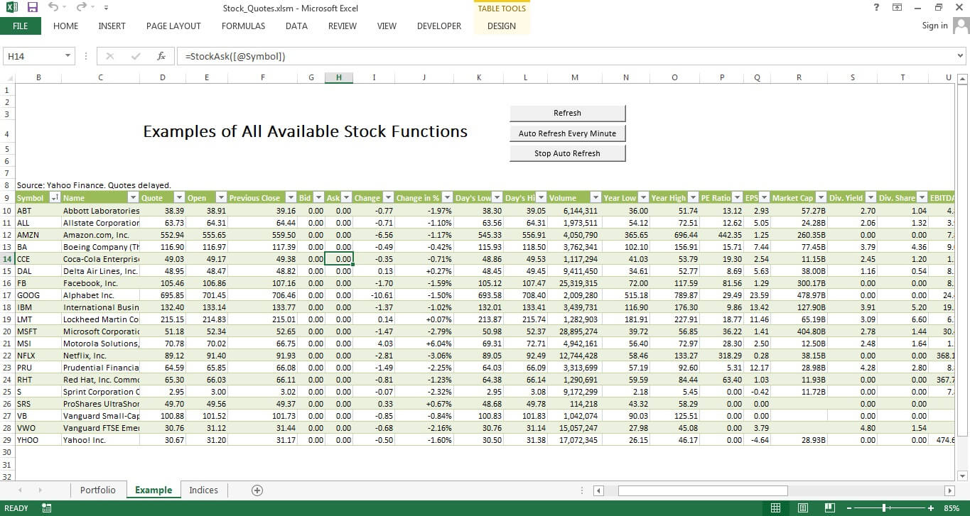 Stock Quote Free Excel Template | Excel Templates For Every Intended For Stock Report Template Excel