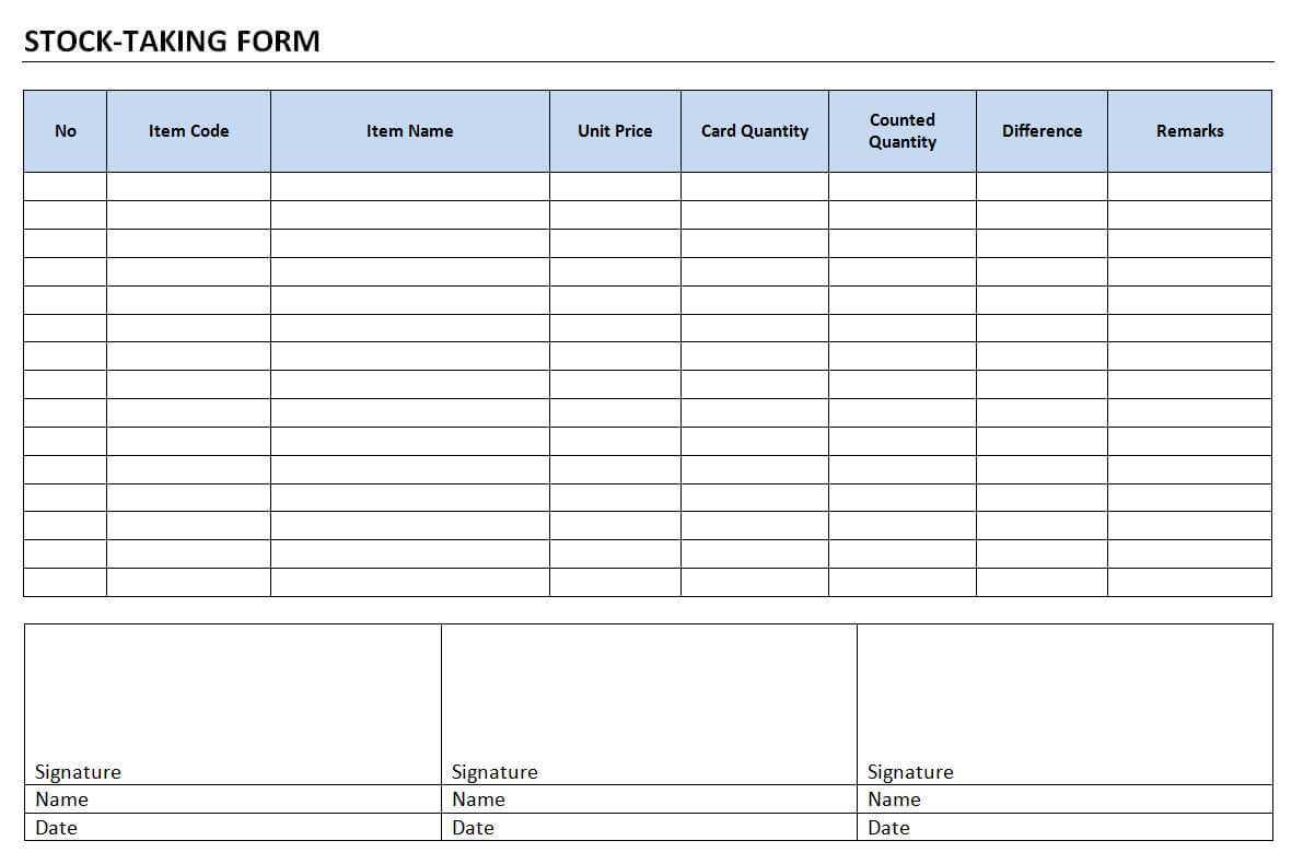 Stock Taking Form Intended For Bin Card Template