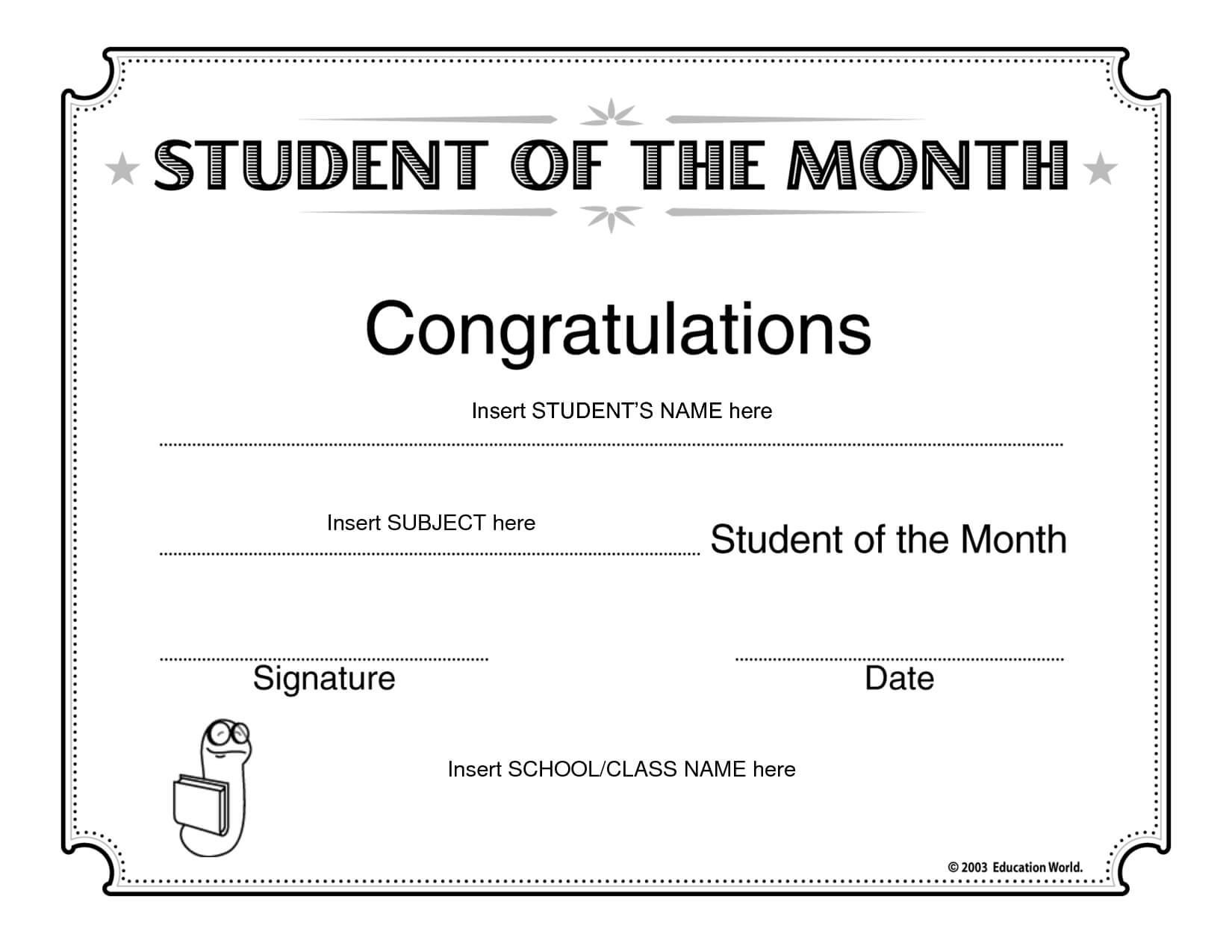 Student Of The Month Certificates | Student Of The Month For Free Printable Student Of The Month Certificate Templates