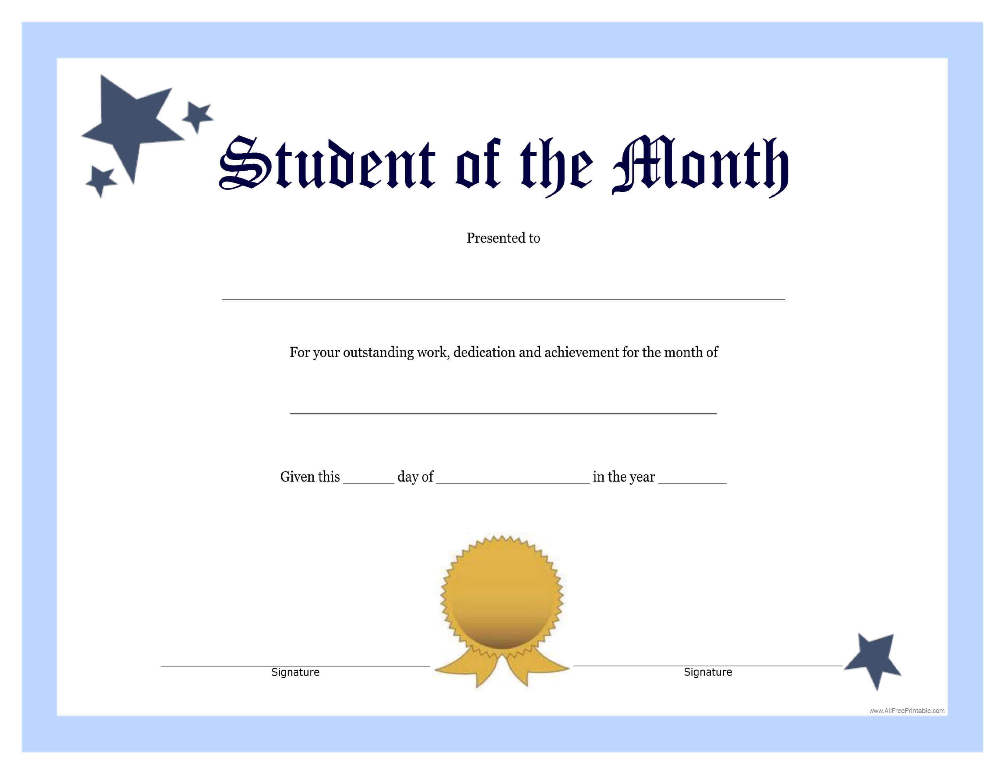 Student Of The Month Template | Asouthernbellein pertaining to Free Printable Student Of The Month Certificate Templates