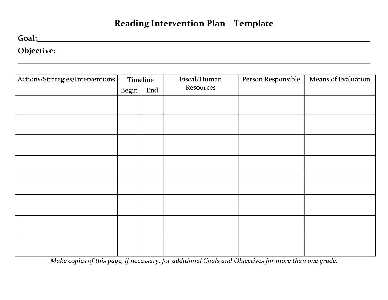 Student Planner Templates | Reading Intervention Plan Inside Intervention Report Template