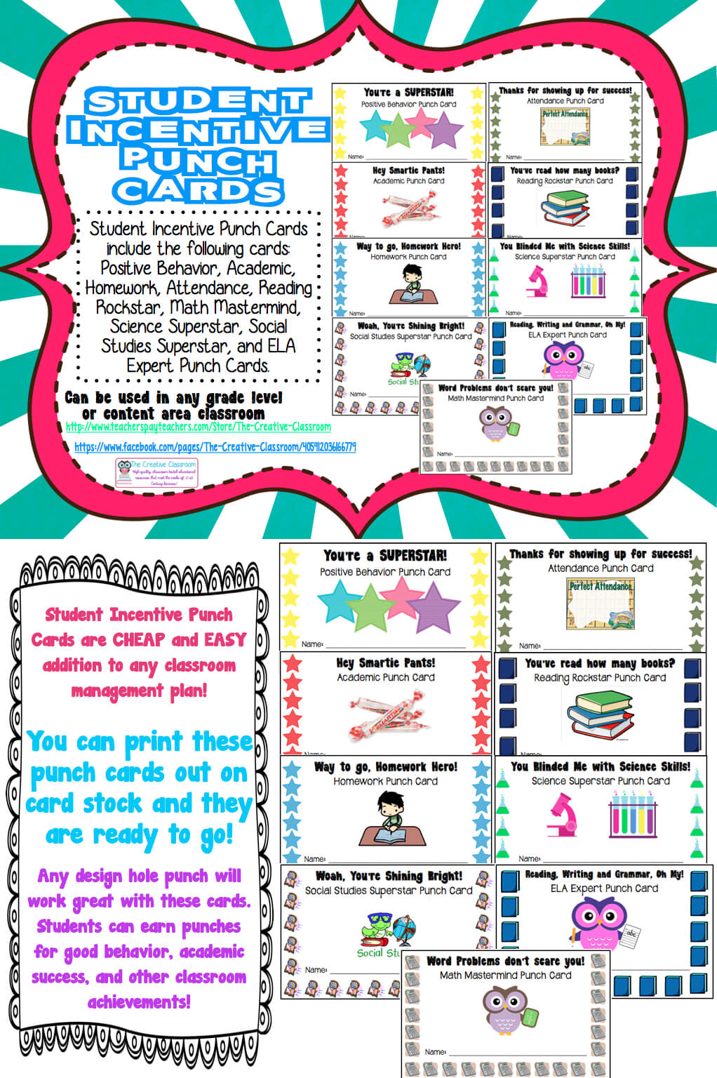 Student Rewards Punch Cards | Back To School: Ideas Inside Reward Punch Card Template