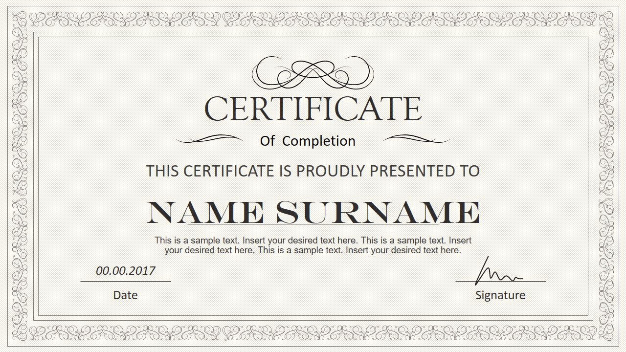 Stylish Certificate Powerpoint Templates In Powerpoint Award Certificate Template