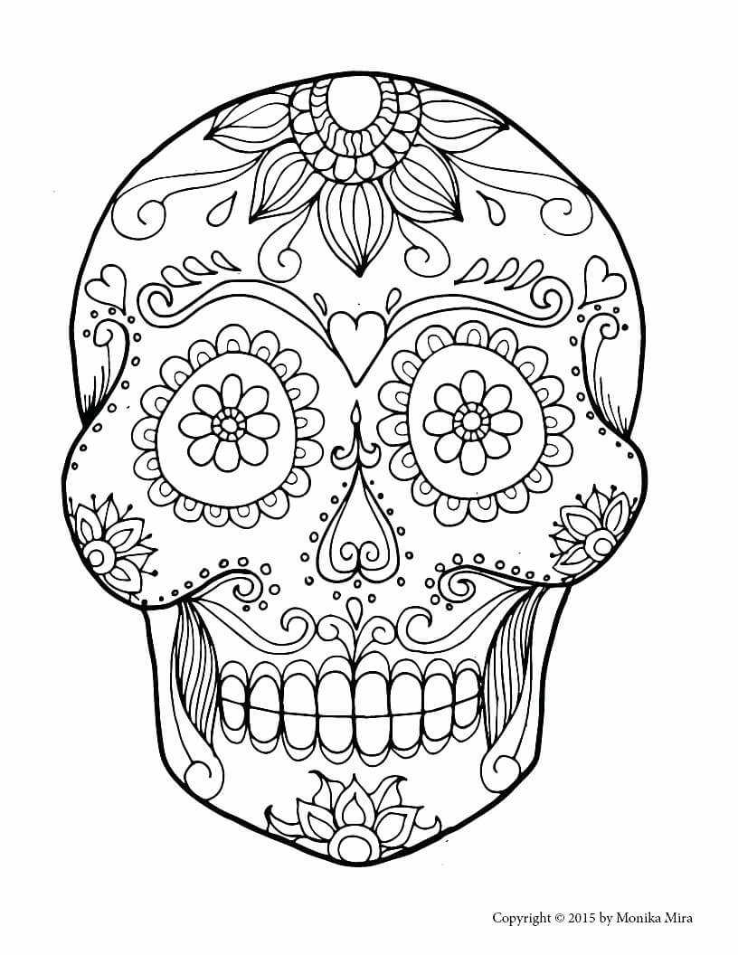 Sugar Skull Drawing Template At Paintingvalley | Explore In Blank Sugar Skull Template