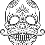 Sugar Skull With Mustache Coloring Page From Sugar Skulls Throughout Blank Sugar Skull Template