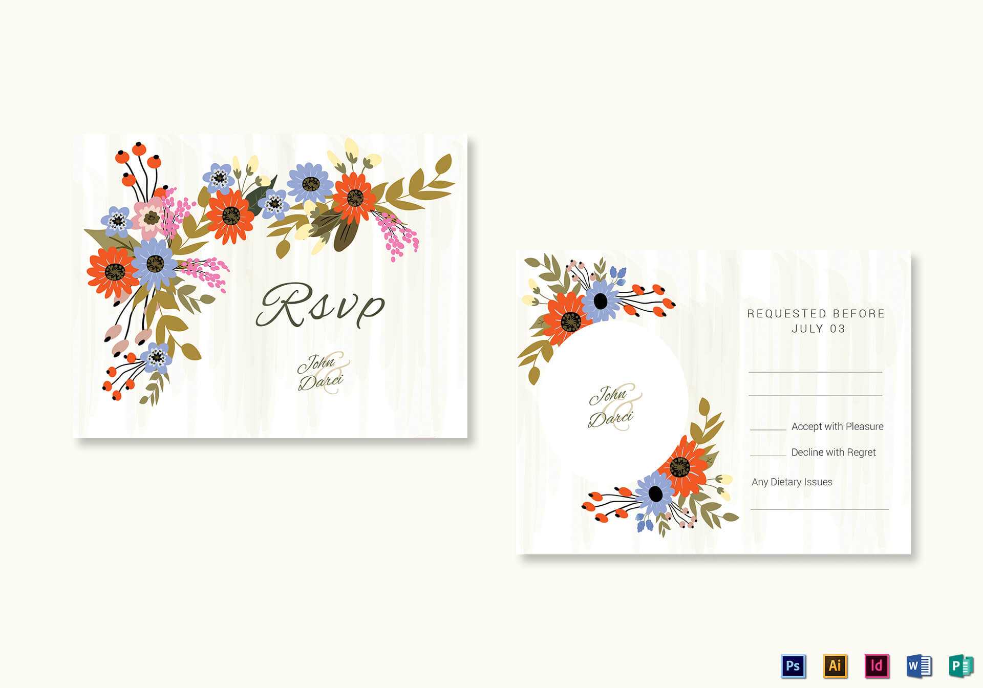 Summer Floral Rsvp Wedding Card Template With Regard To Template For Rsvp Cards For Wedding