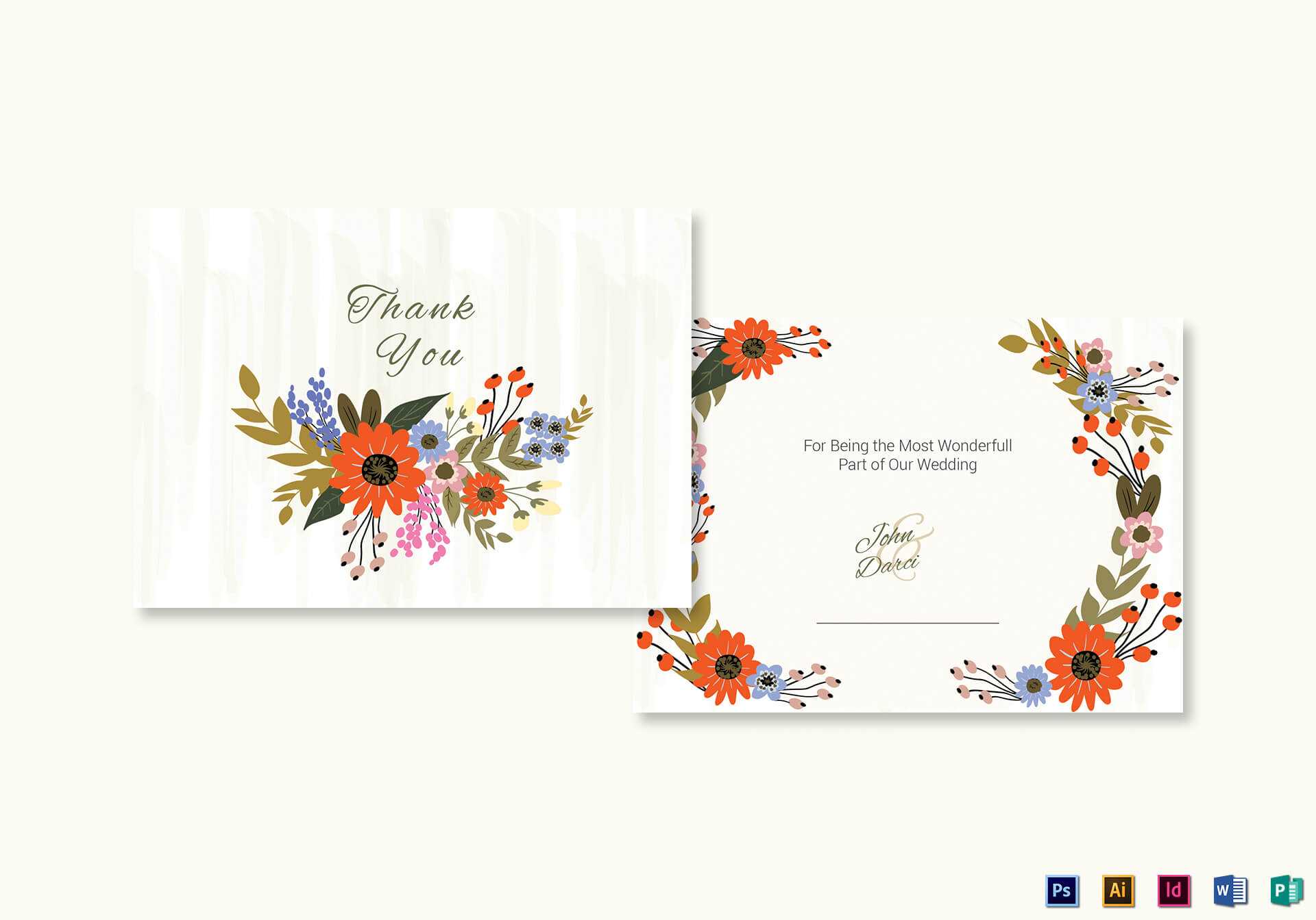 Summer Floral Thank You Card Template In Thank You Card Template Word