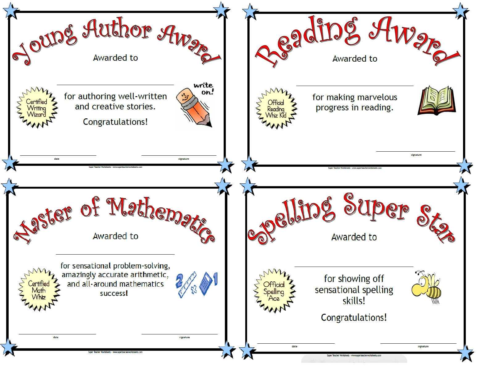 Super Teacher Worksheets | Printable Awards Within Math Certificate Template