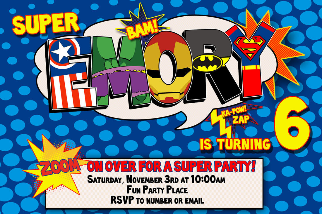 Superhero Birthday Invitations | Template Business Pertaining To Superhero Birthday Card Template