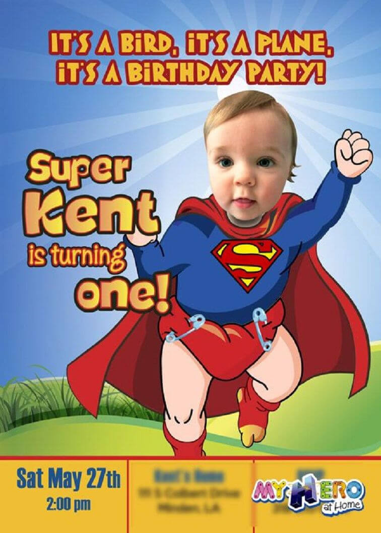 Superman Birthday Invitation Background | Party Invitation Regarding Superman Birthday Card Template