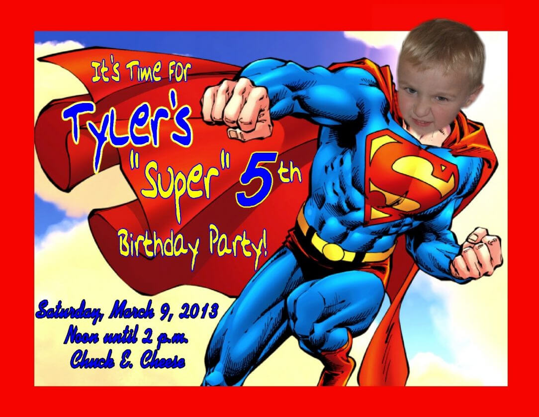 Superman Birthday Invitation Template Card Bday High Quality Regarding Superman Birthday Card Template