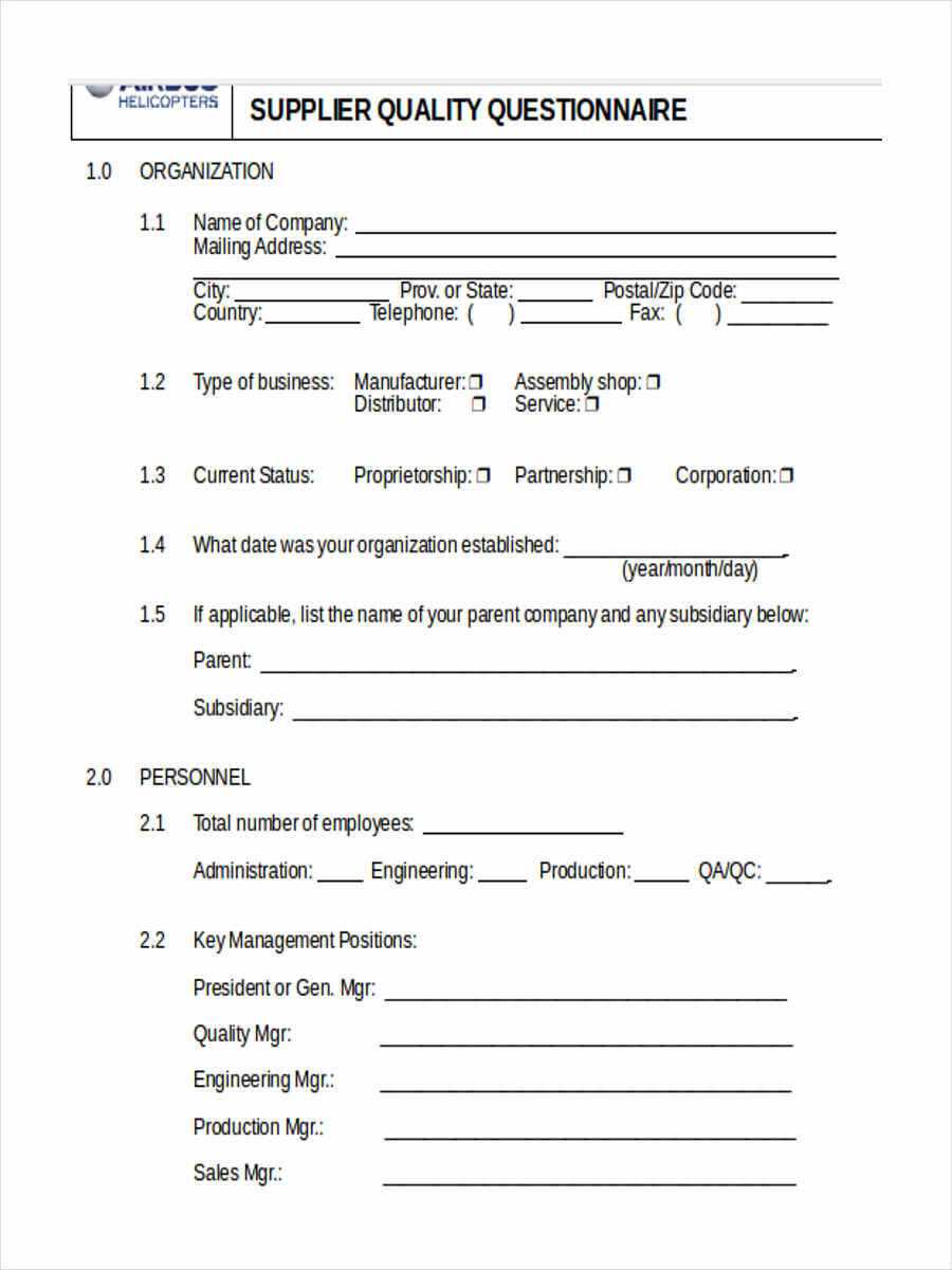 Supplier Questionnaire Form – 11+ Free Documents In Word, Pdf Inside Event Survey Template Word