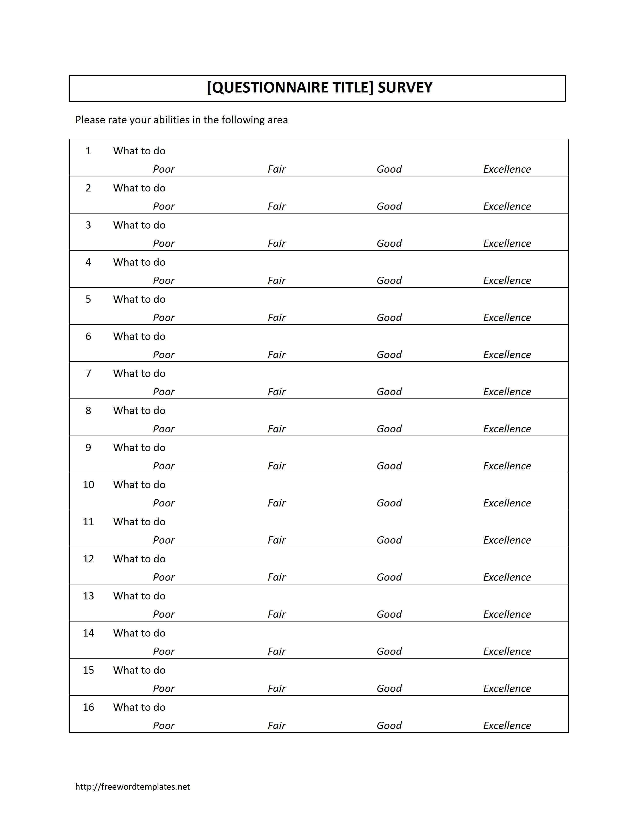 Survey Questionnaire | Survey Template | Questionnaire Inside Questionnaire Design Template Word