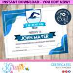 Swimming – Certificate – Printable – 3Grafik | Certificates Intended For Swimming Certificate Templates Free