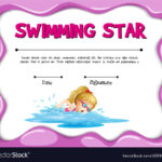 Swimming Star Certificate Template With Girl Regarding Swimming Certificate Templates Free