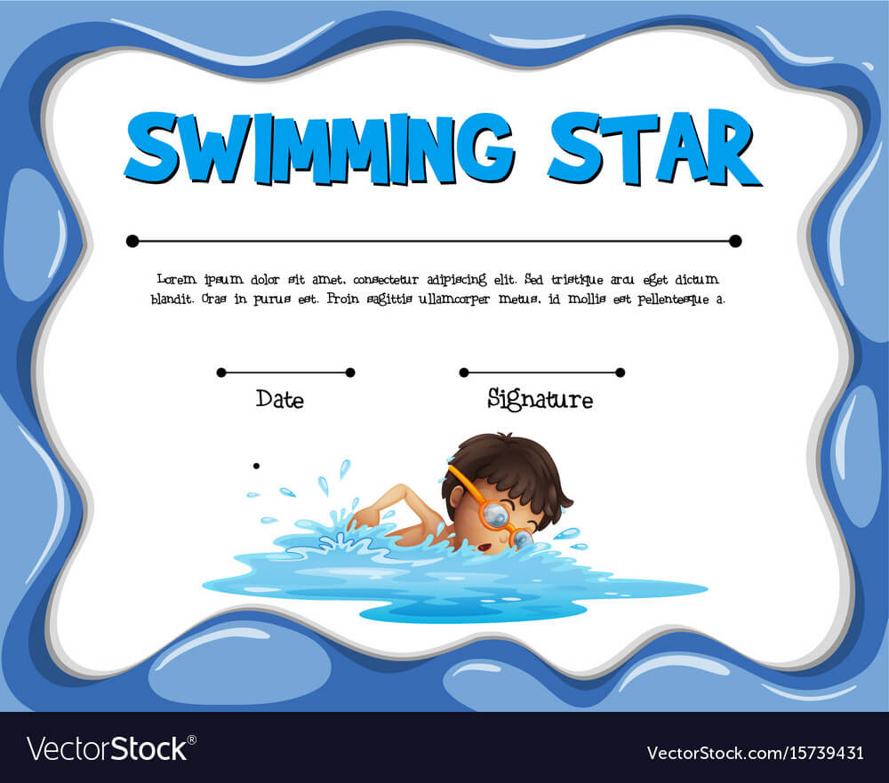 Swimming Star Certification Template With Swimmer With Swimming Award Certificate Template