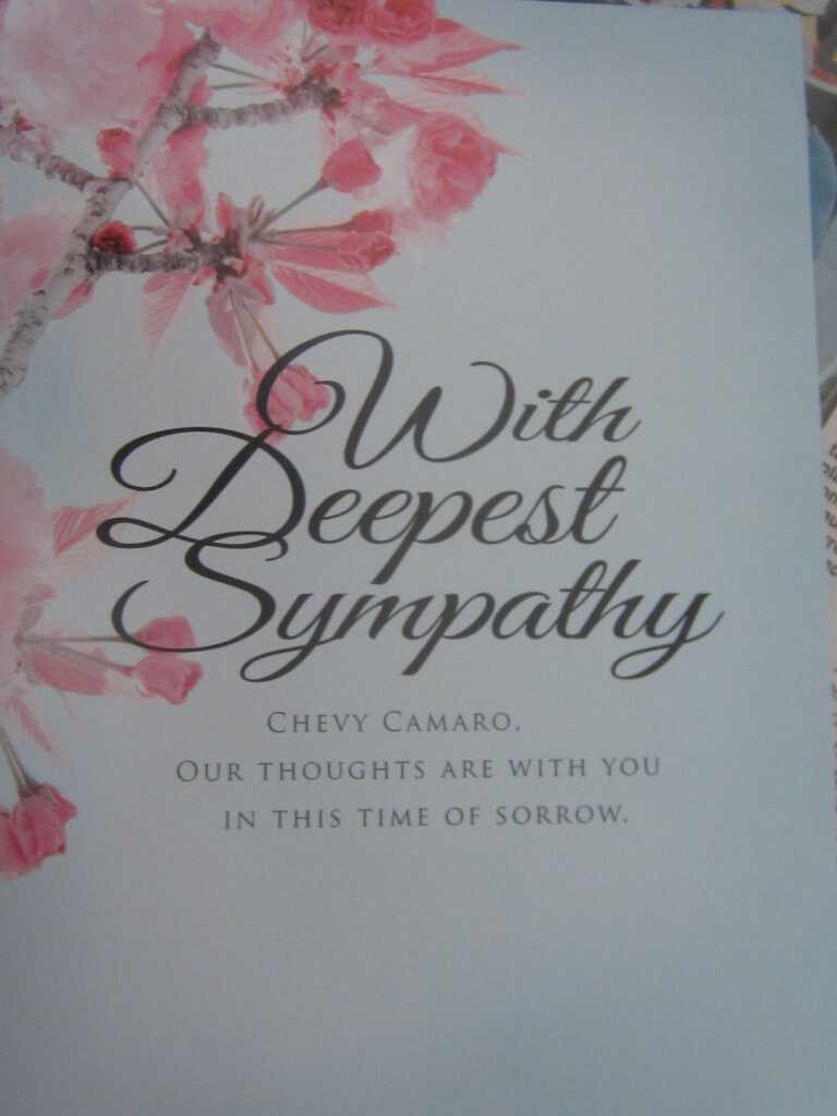 Sympathy Card In The November Car & Driver For Sorry For Your Loss Card Template