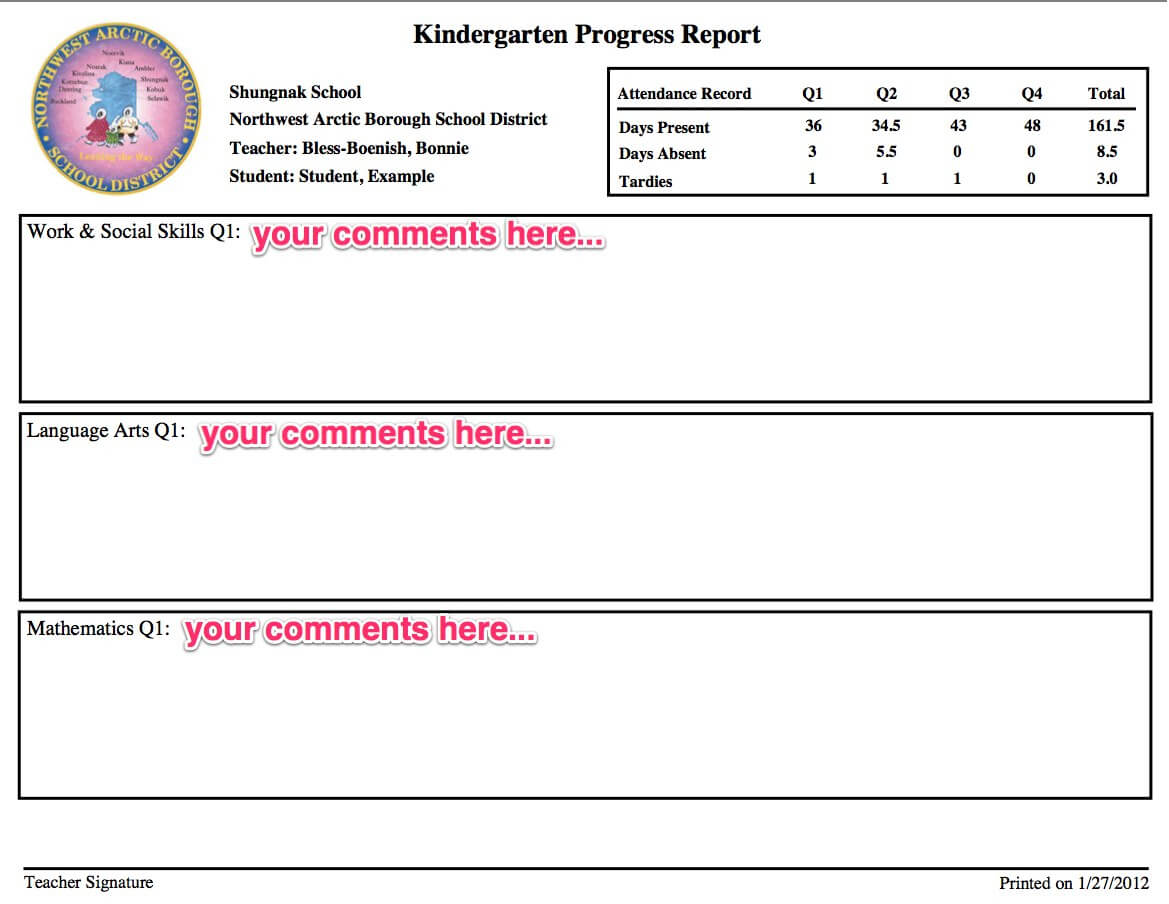Teachers / Teacher Resources Regarding Student Grade Report Template