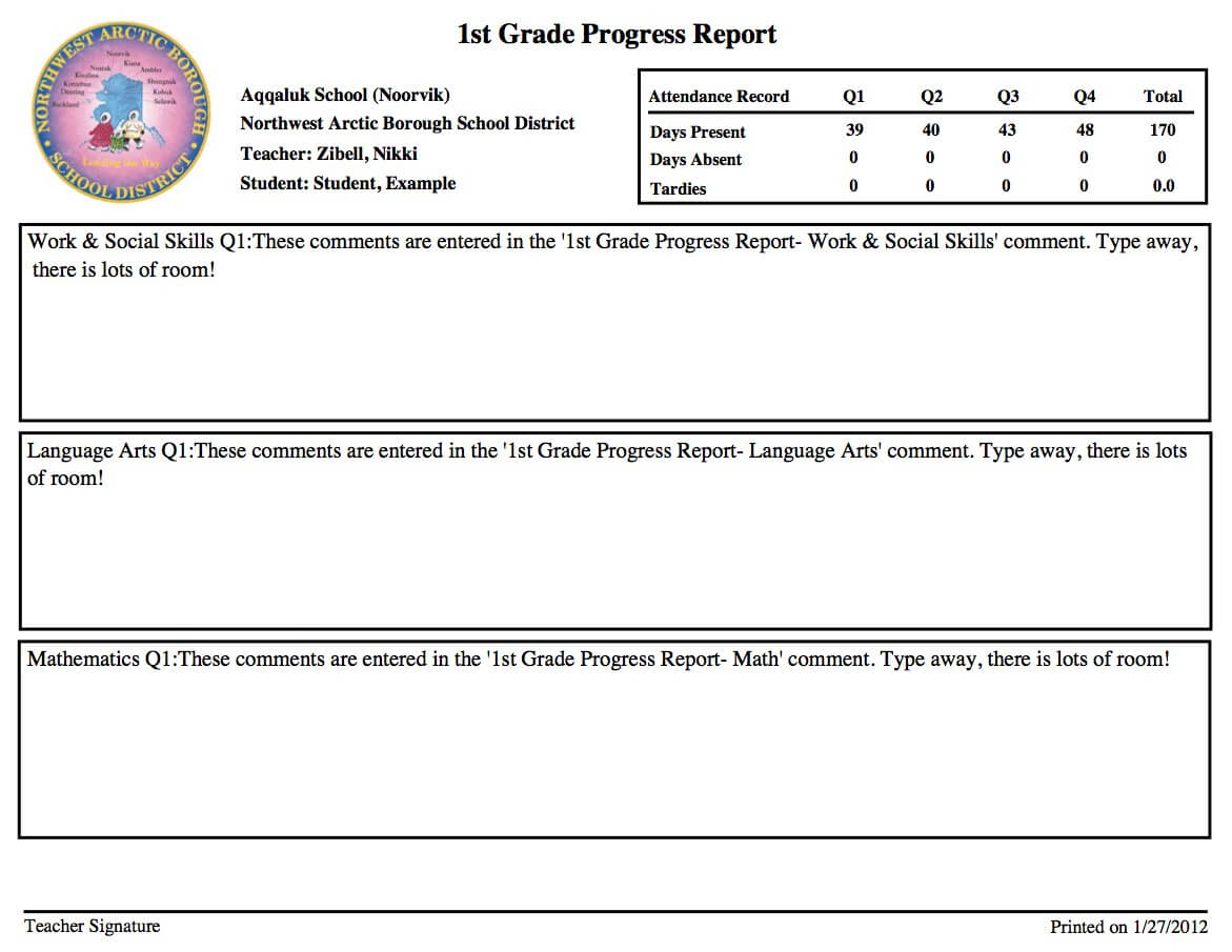 Teachers / Teacher Resources Within Student Grade Report Template