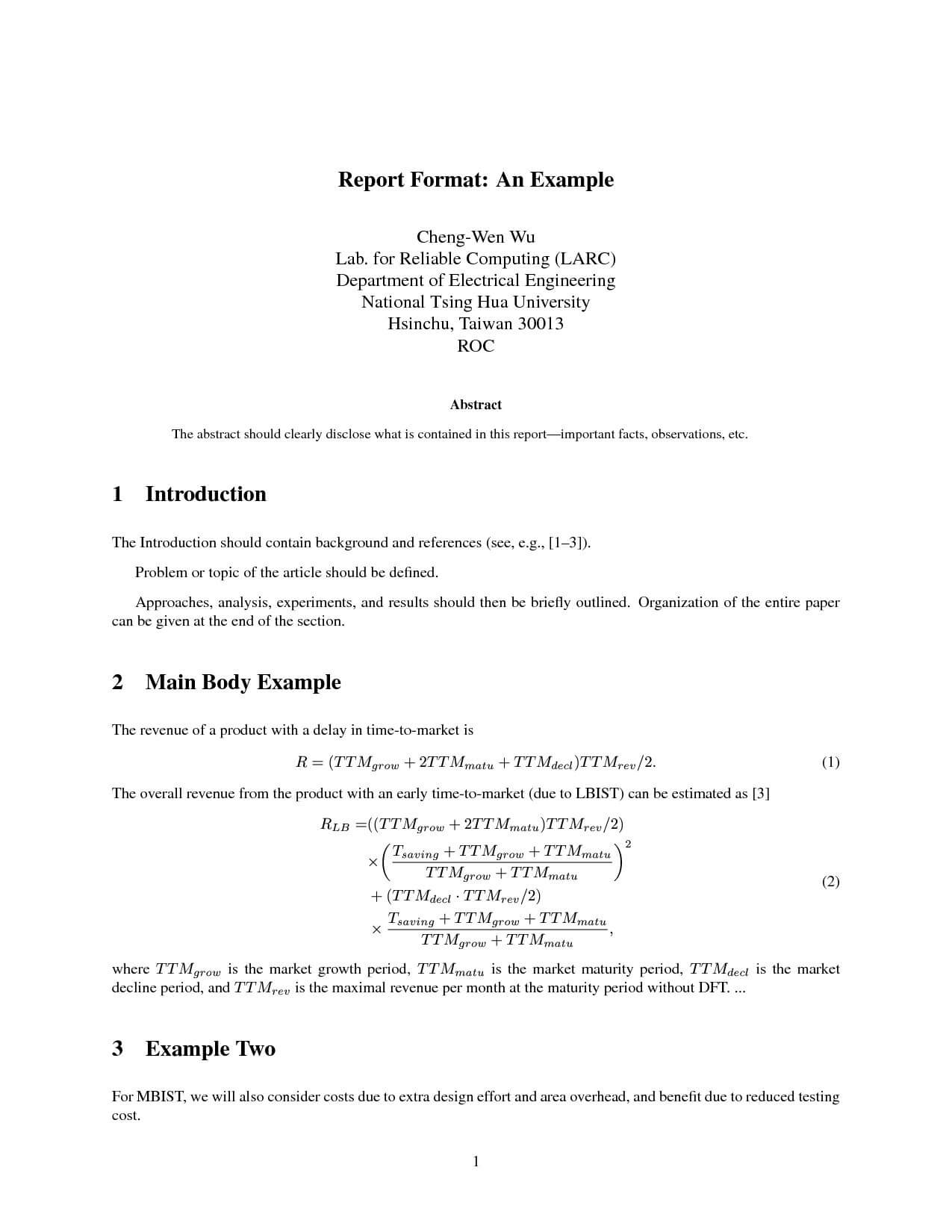 Technical Report Format | Glendale Community In Technical Report Template Latex